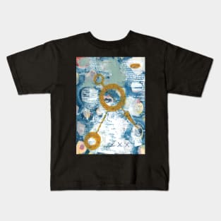 Art Acrylic artwork abstract mix media stitches Kids T-Shirt